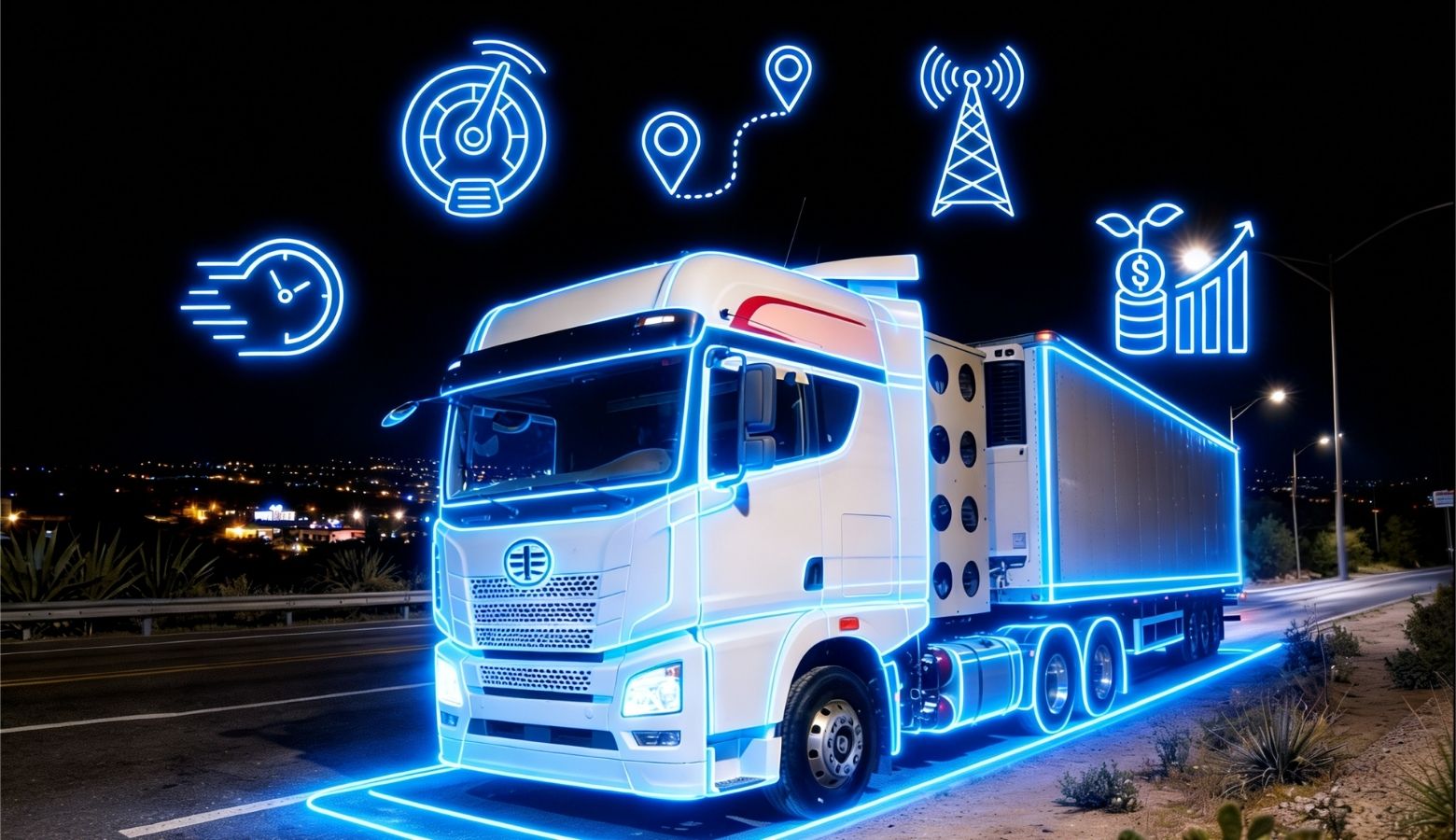 Camión de carga de ELAM-FAW Trucks operando en carretera, representando la optimización del costo por kilómetro y eficiencia en flotas logísticas.