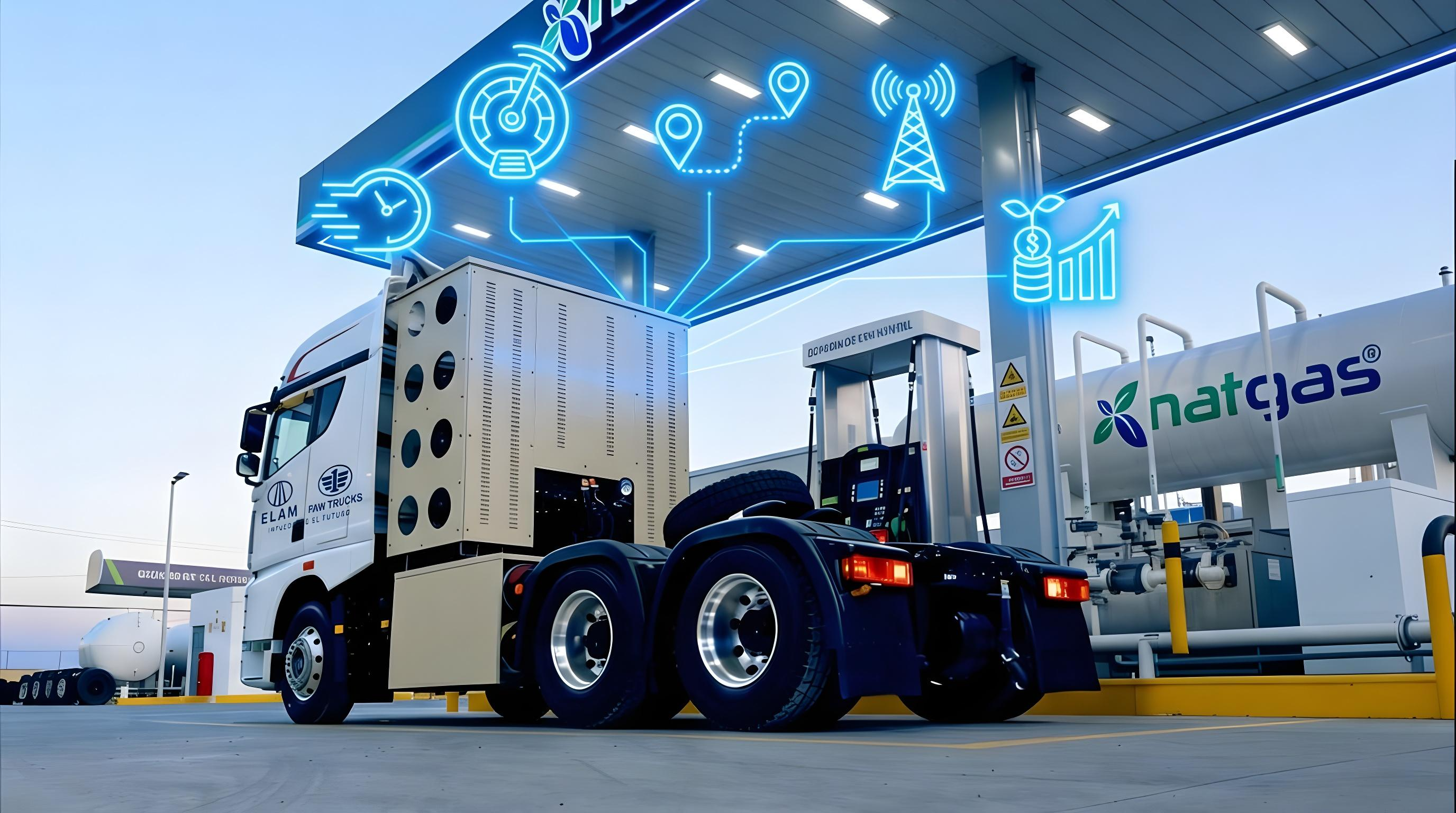Gráfico del análisis de rendimiento operativo y telemetría de unidades de carga a Gas Natural Vehicular de ELAM-FAW Trucks en México.