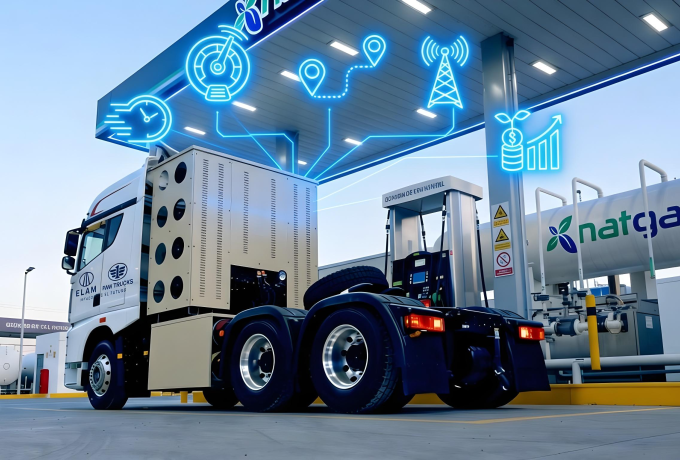 Gráfico del análisis de rendimiento operativo y telemetría de unidades de carga a Gas Natural Vehicular de ELAM-FAW Trucks en México.